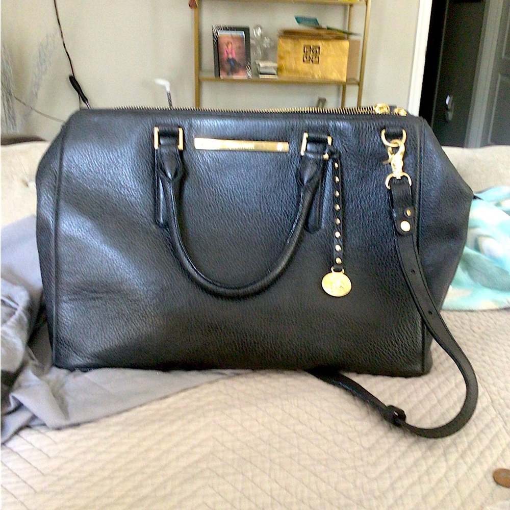Brahmin pebbled leather satchel with detachable strap
